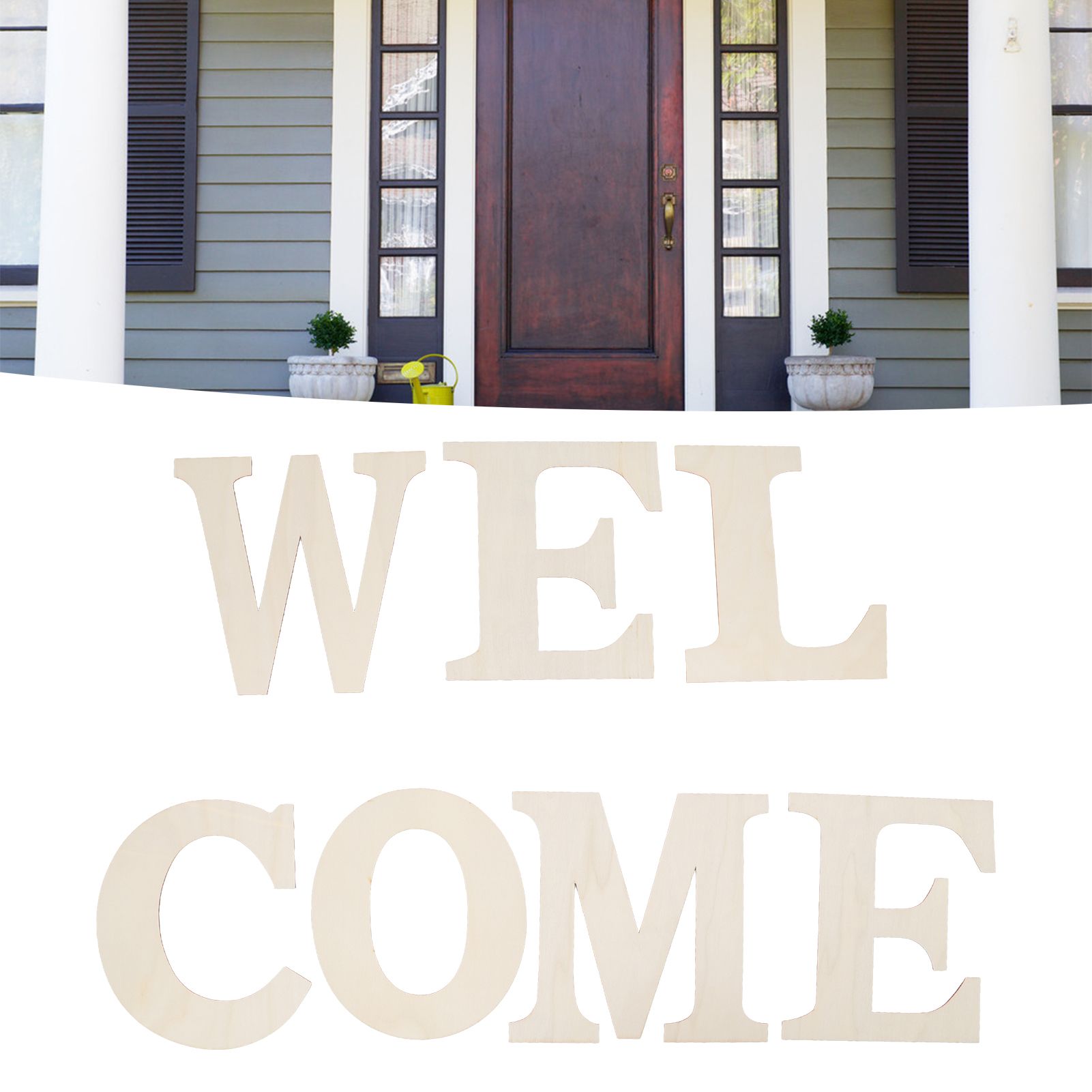 7PCS Welcome Sign Plywood 2mm Thickness Unpainted Welcome Decorative Letters view 11
