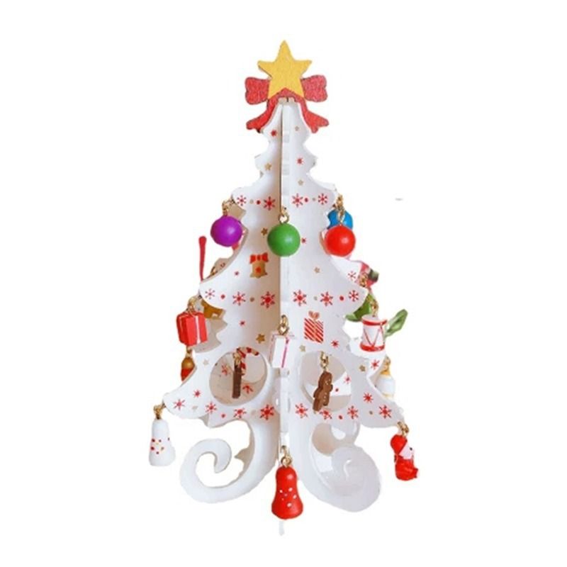 Wooden Christmas Tree Decoration 6 Pieces Vivid 3D Wooden Christmas Tree for — image 1