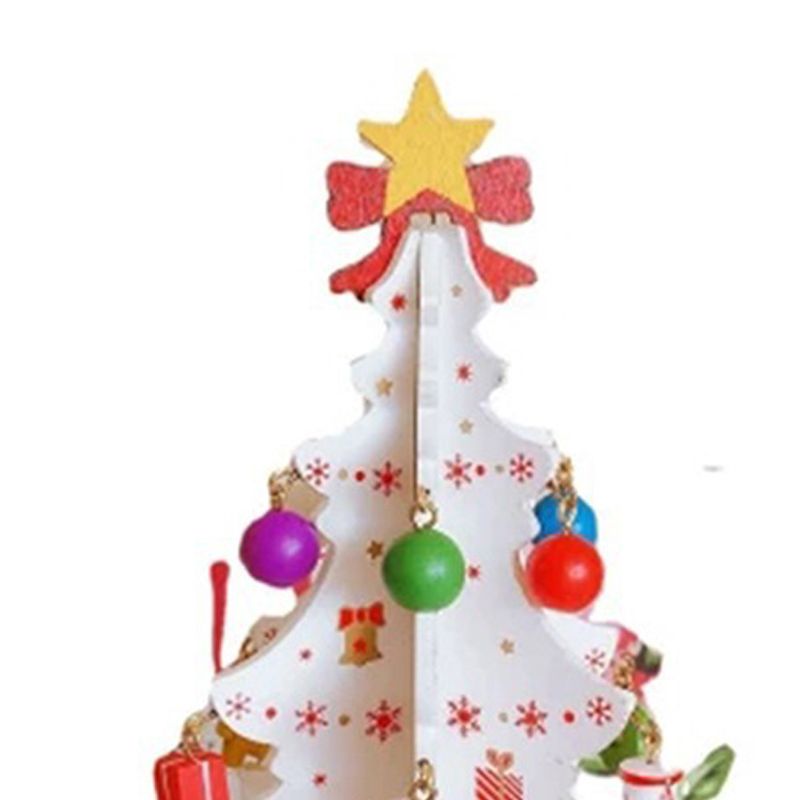 Wooden Christmas Tree Decoration 6 Pieces Vivid 3D Wooden Christmas Tree for view 2