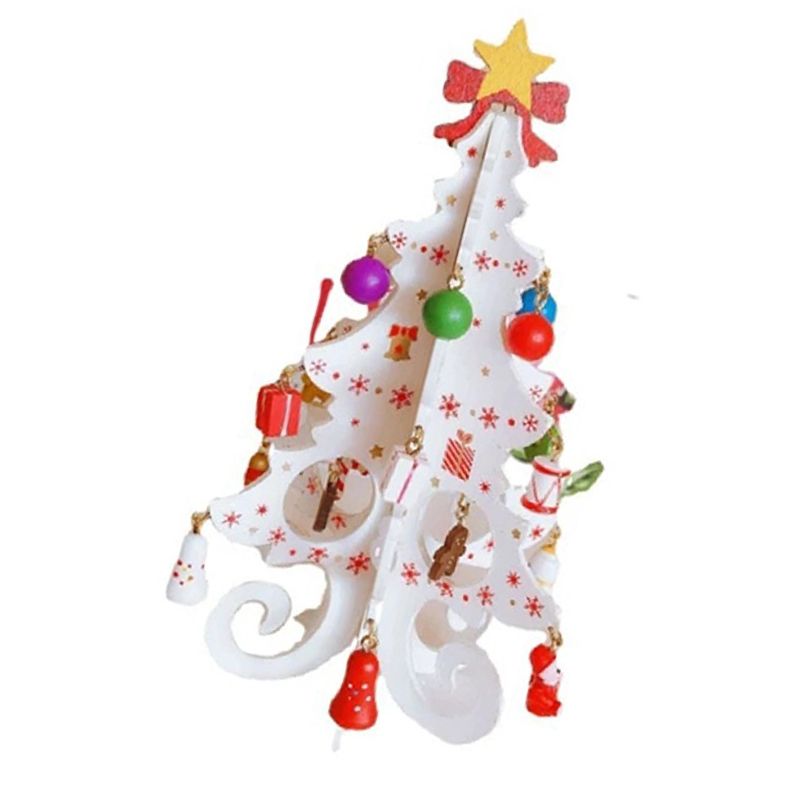 Wooden Christmas Tree Decoration 6 Pieces Vivid 3D Wooden Christmas Tree for view 4