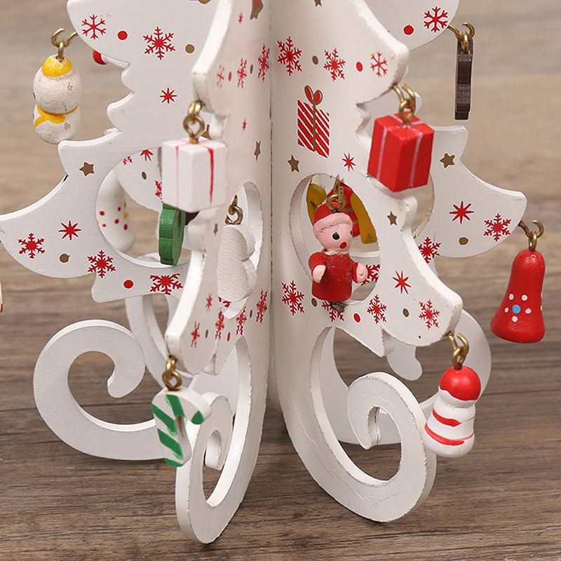 Wooden Christmas Tree Decoration 6 Pieces Vivid 3D Wooden Christmas Tree for view 5