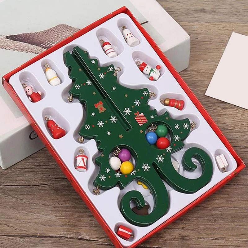 Wooden Christmas Tree Decoration 6 Pieces Vivid 3D Wooden Christmas Tree for view 2