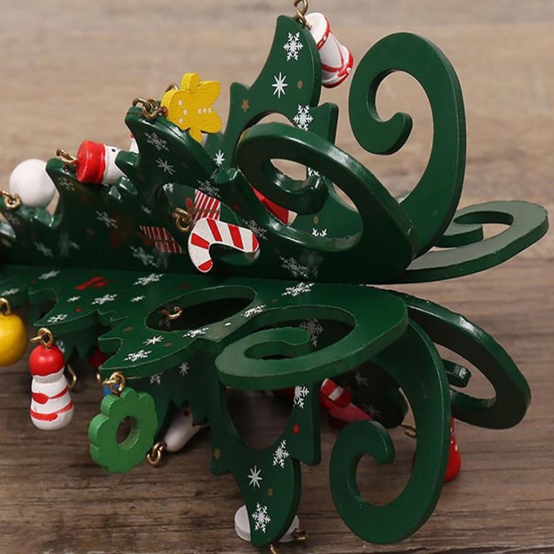 Wooden Christmas Tree Decoration 6 Pieces Vivid 3D Wooden Christmas Tree for view 5