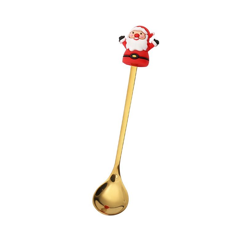 4PCS Christmas Spoon Fork Set Stainless Steel Santa Christmas Tree Shaped view 4