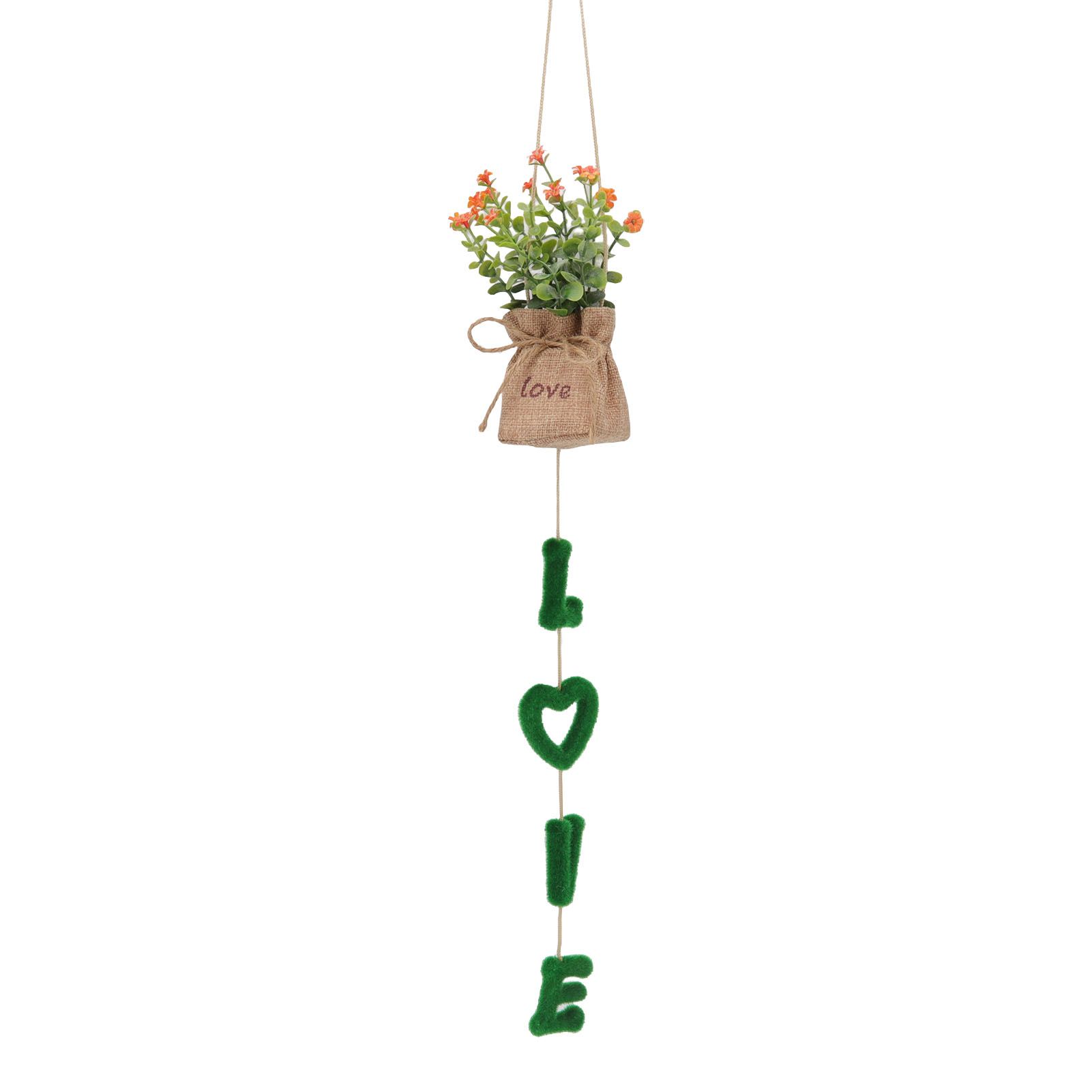 Love Hanging Flower Basket Plastic and Linen Hanging Artificial Flower for view 2