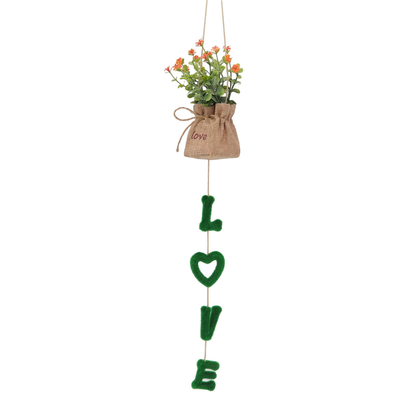 Love Hanging Flower Basket Plastic and Linen Hanging Artificial Flower for view 3