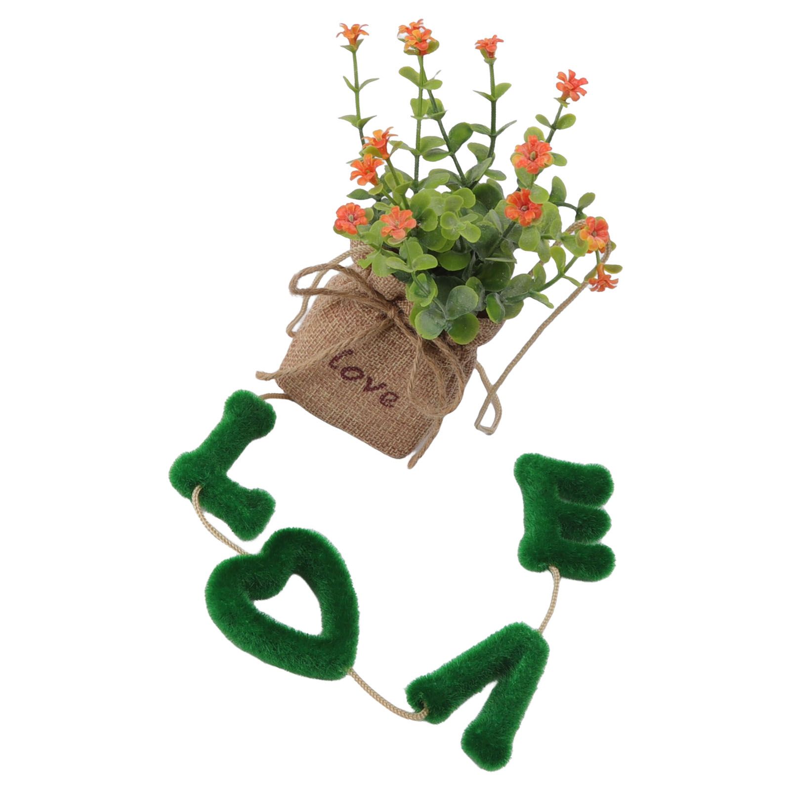 Love Hanging Flower Basket Plastic and Linen Hanging Artificial Flower for view 9