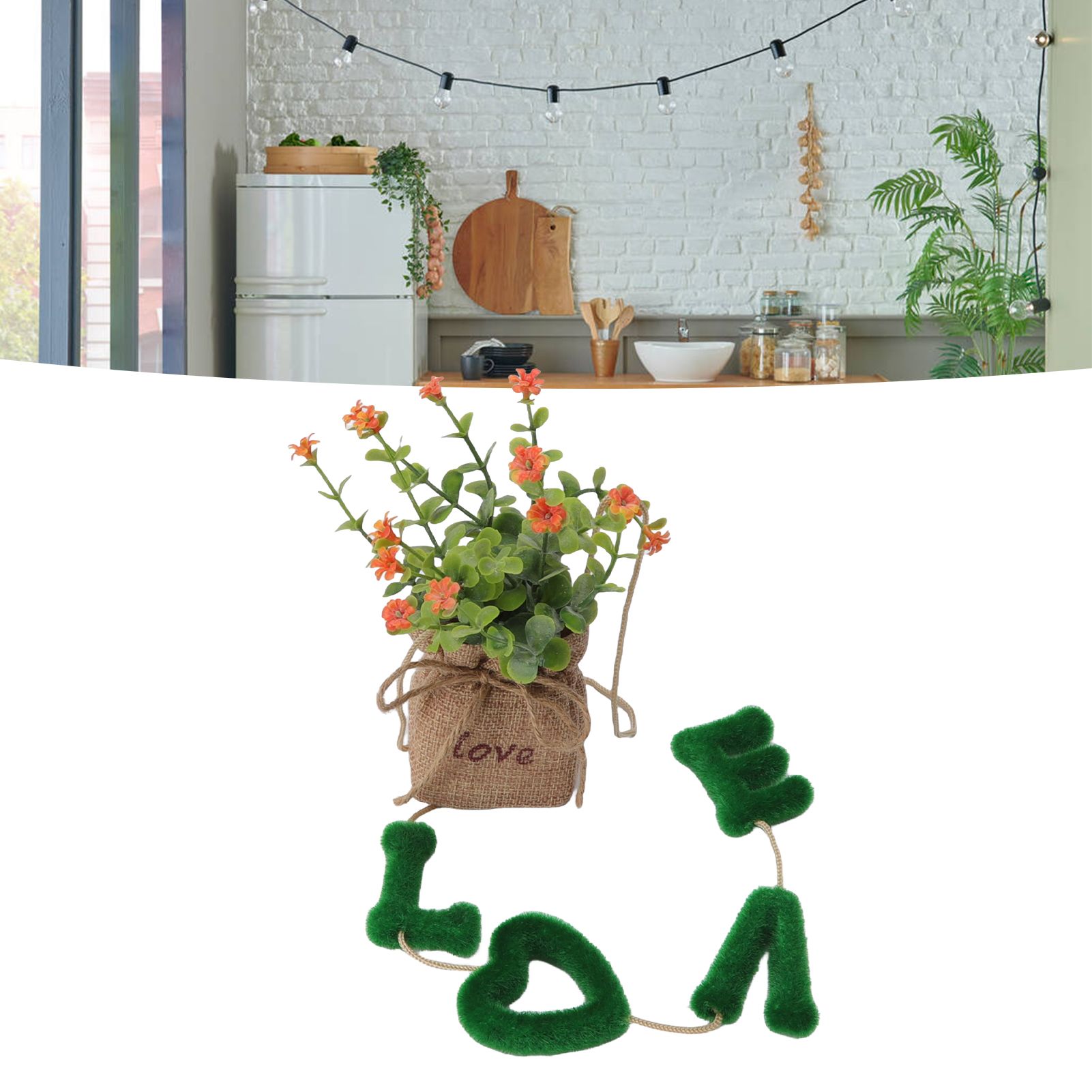Love Hanging Flower Basket Plastic and Linen Hanging Artificial Flower for view 11