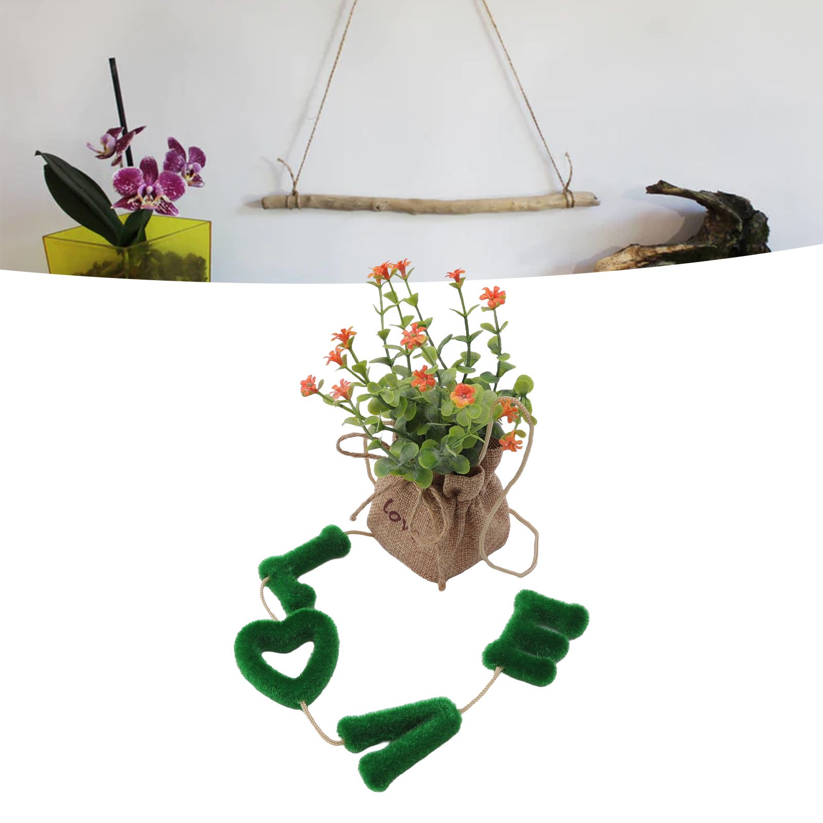 Love Hanging Flower Basket Plastic and Linen Hanging Artificial Flower for view 12