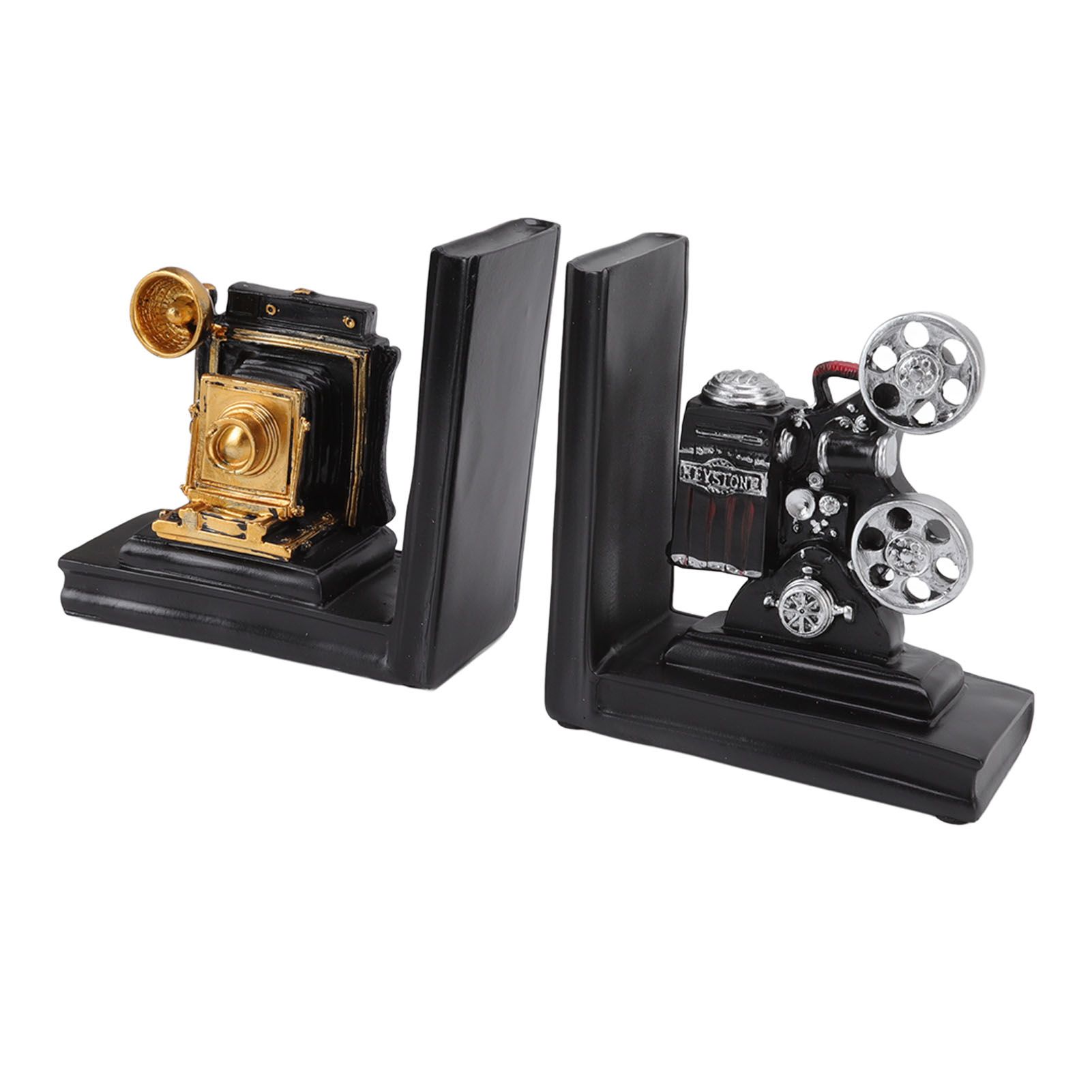 One Pair Shelf Book Ends Movie Projector Designed Resin Bookend Decoration for view 2