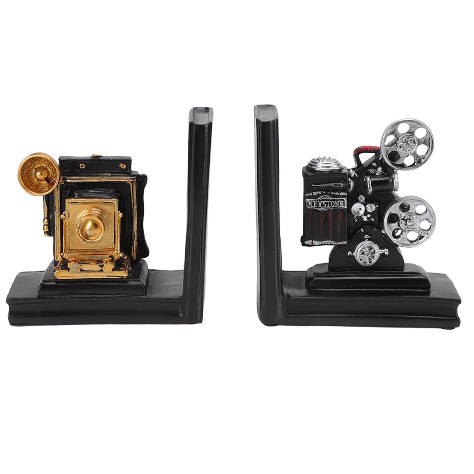 One Pair Shelf Book Ends Movie Projector Designed Resin Bookend Decoration for view 3