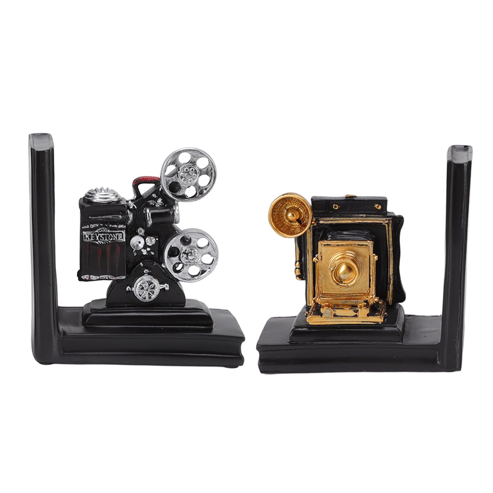 One Pair Shelf Book Ends Movie Projector Designed Resin Bookend Decoration for view 5