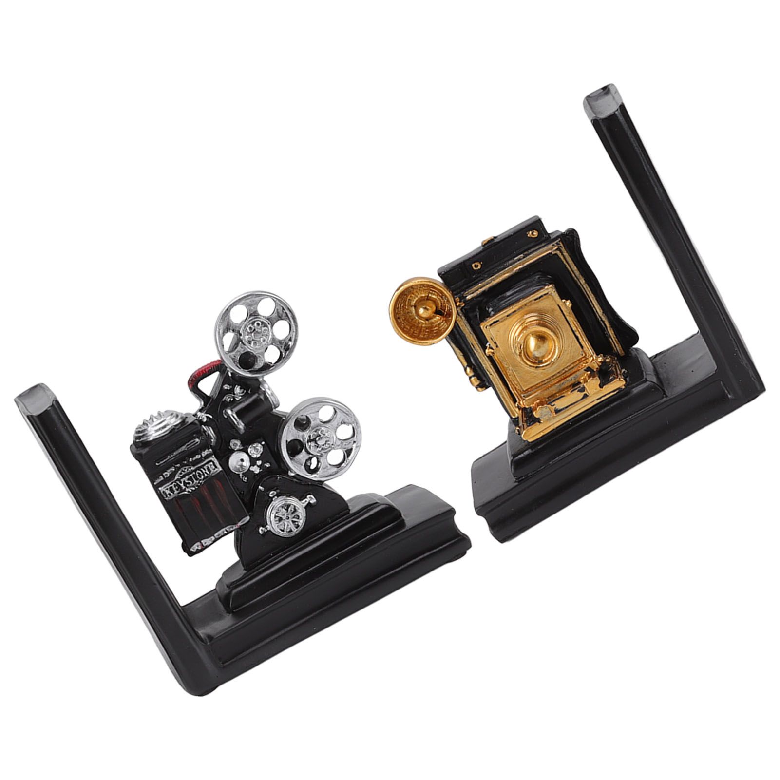 One Pair Shelf Book Ends Movie Projector Designed Resin Bookend Decoration for view 9