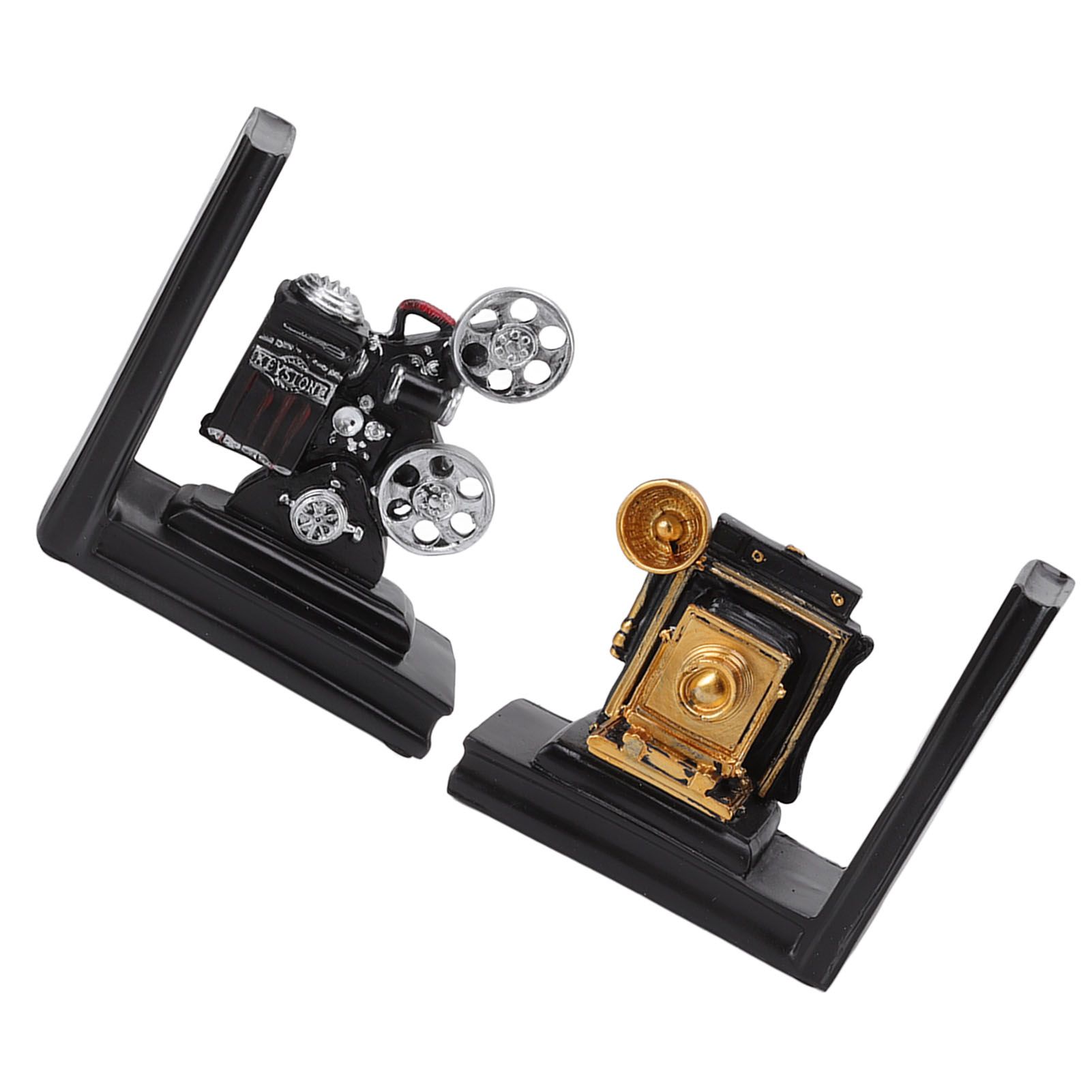 One Pair Shelf Book Ends Movie Projector Designed Resin Bookend Decoration for view 10