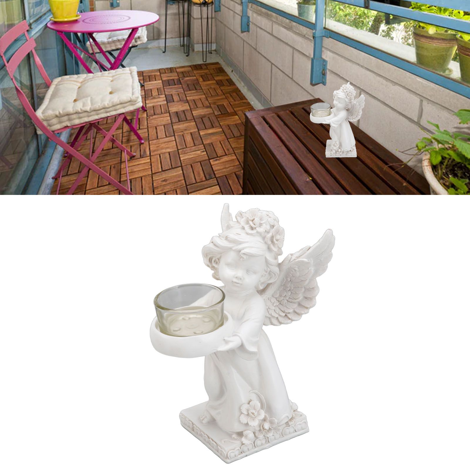 Angel Candle Holder Decorative Lightweight Robust Desktop Ambient Resin Candle view 12