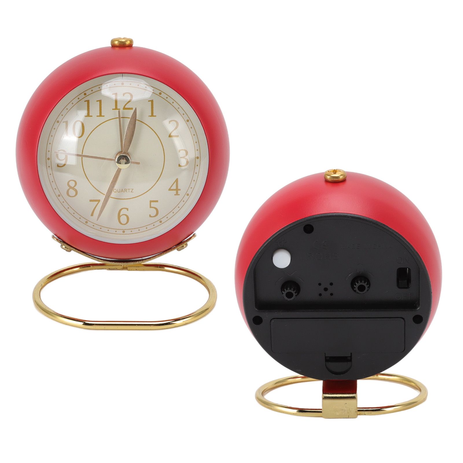 Retro Alarm Clock Silent Decorative Round Ring Base Small Quartz Alarm Clock view 9