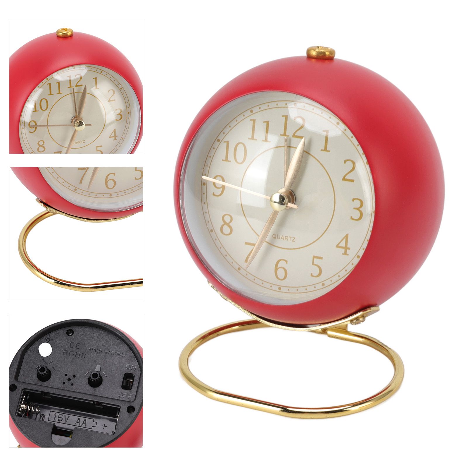 Retro Alarm Clock Silent Decorative Round Ring Base Small Quartz Alarm Clock view 10