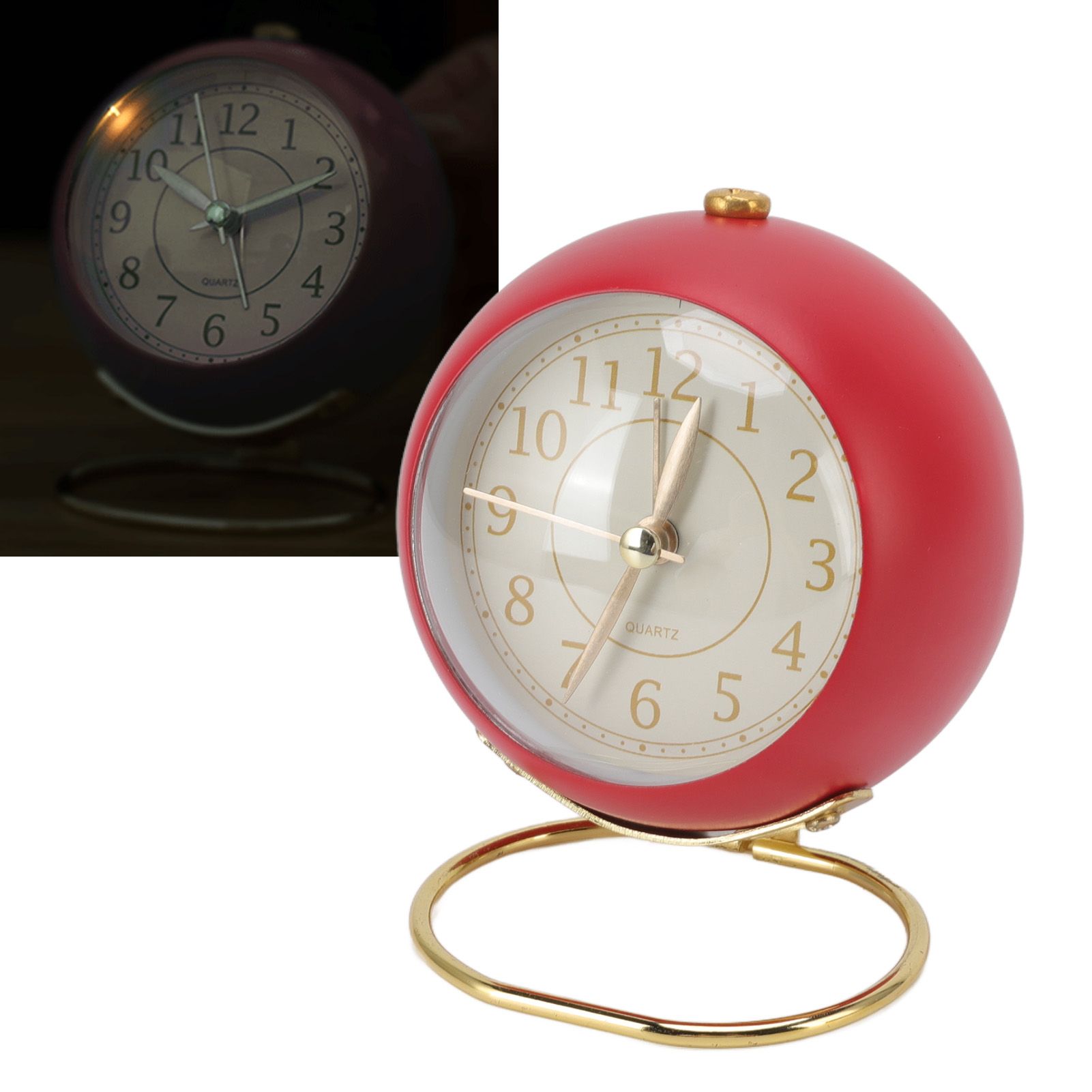 Retro Alarm Clock Silent Decorative Round Ring Base Small Quartz Alarm Clock view 12