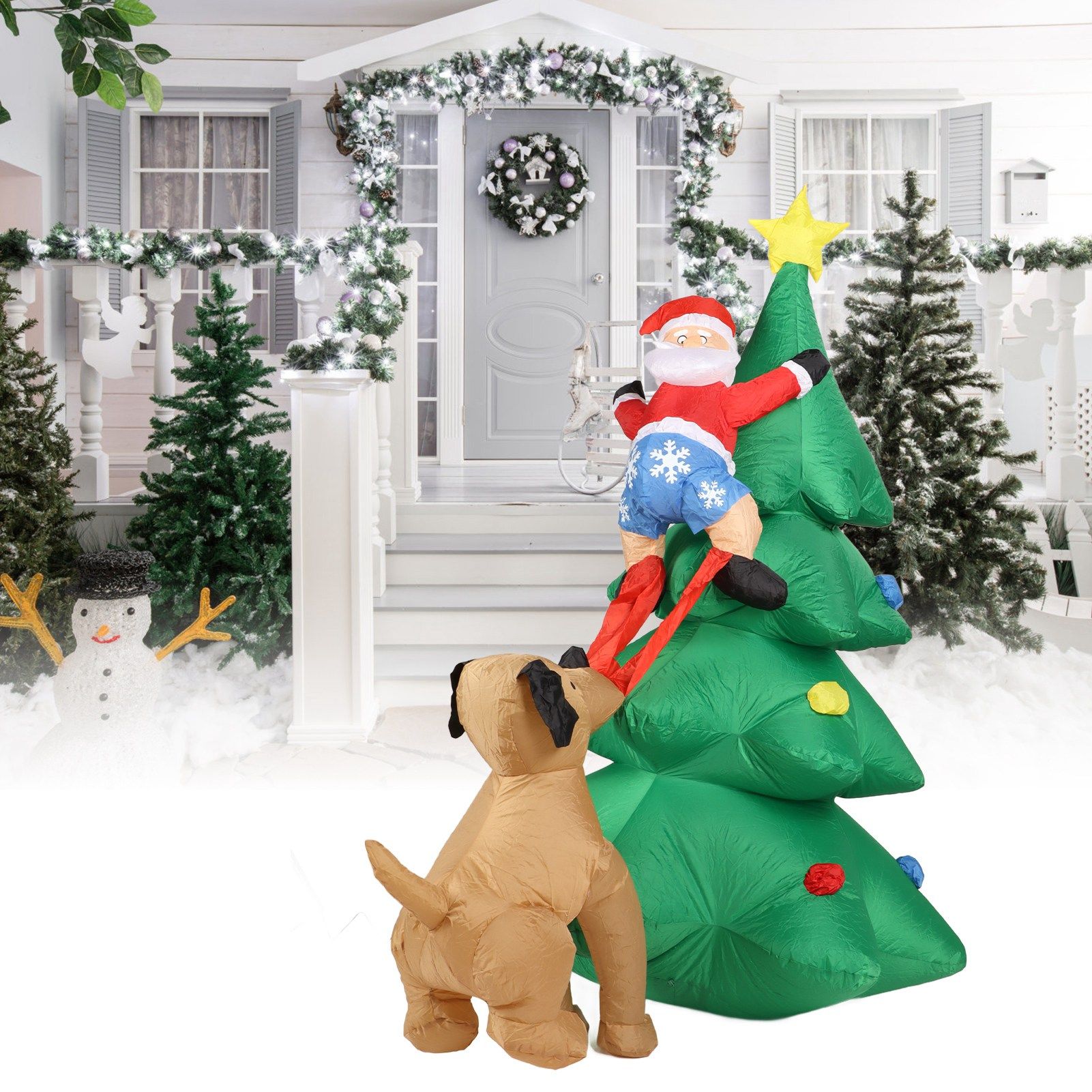 Dog Bite Old Man's Christmas Tree LED Growing Inflatable Christmas Tree for view 12