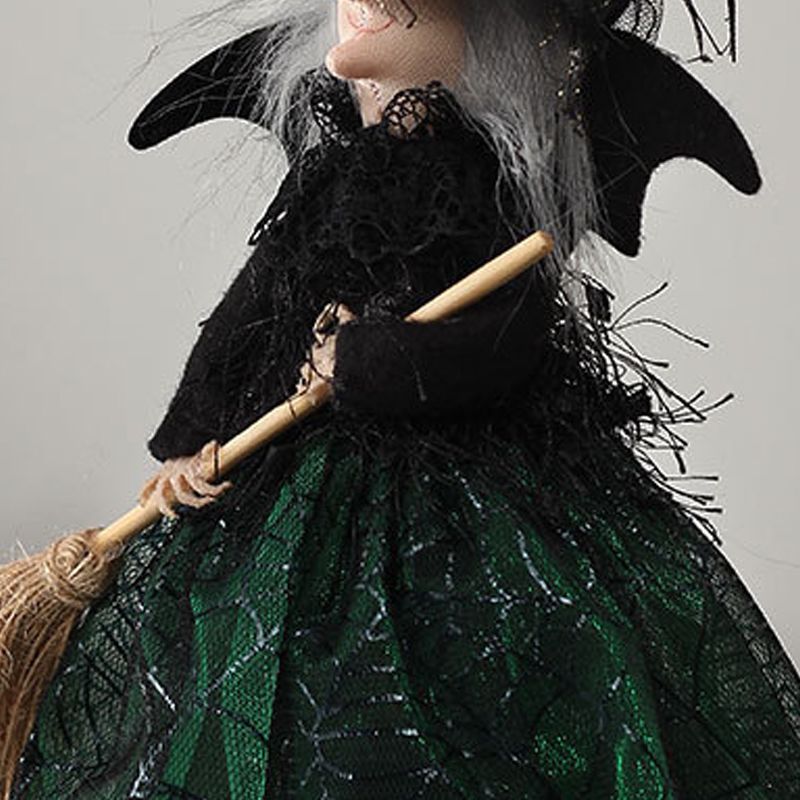 Halloween Decoration Witch Doll Dressed in Gauzy Skirt with Besom Desktop view 5