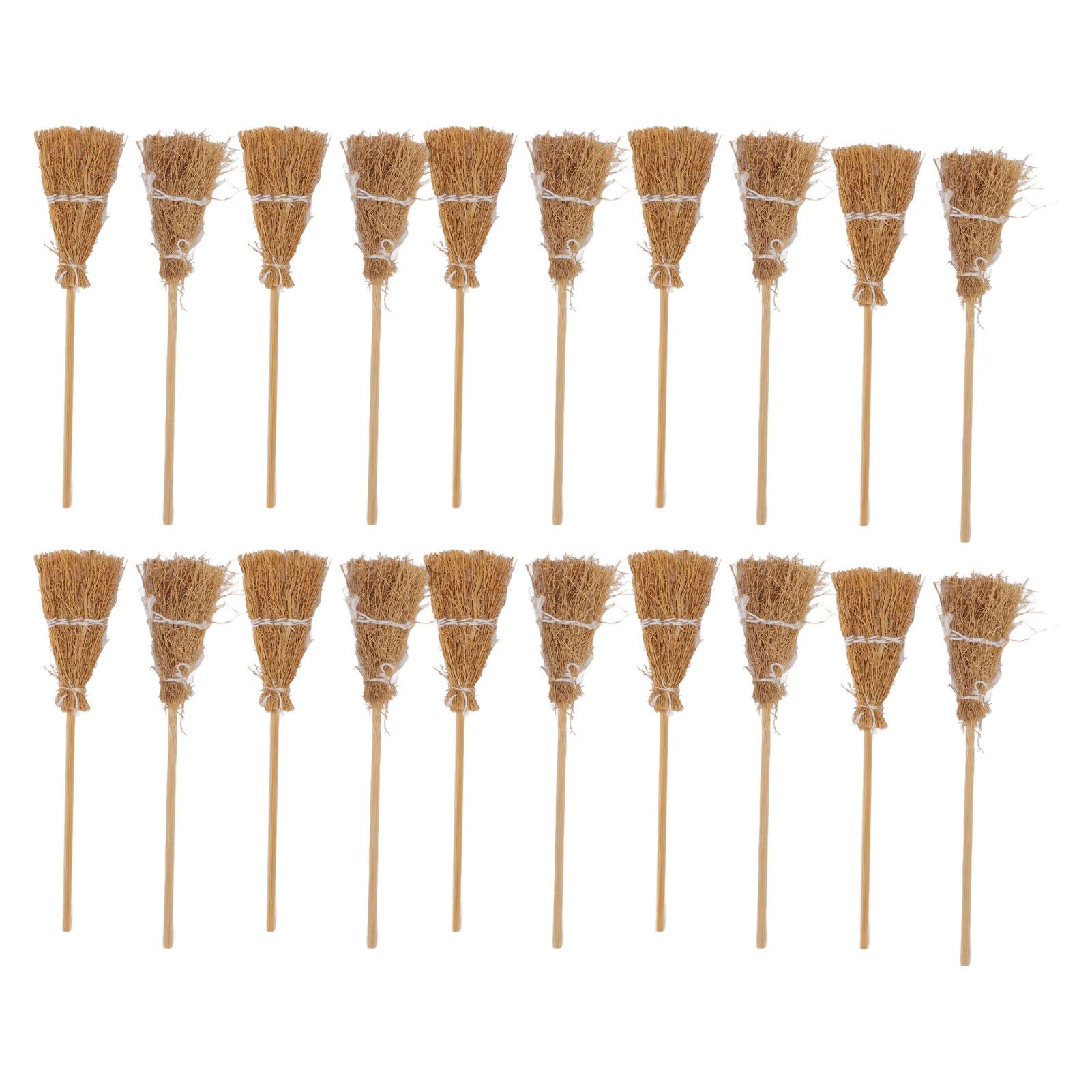 20pcs Mini Witch Broom White Rope Decoration DIY Mini Witch Miniature Witch