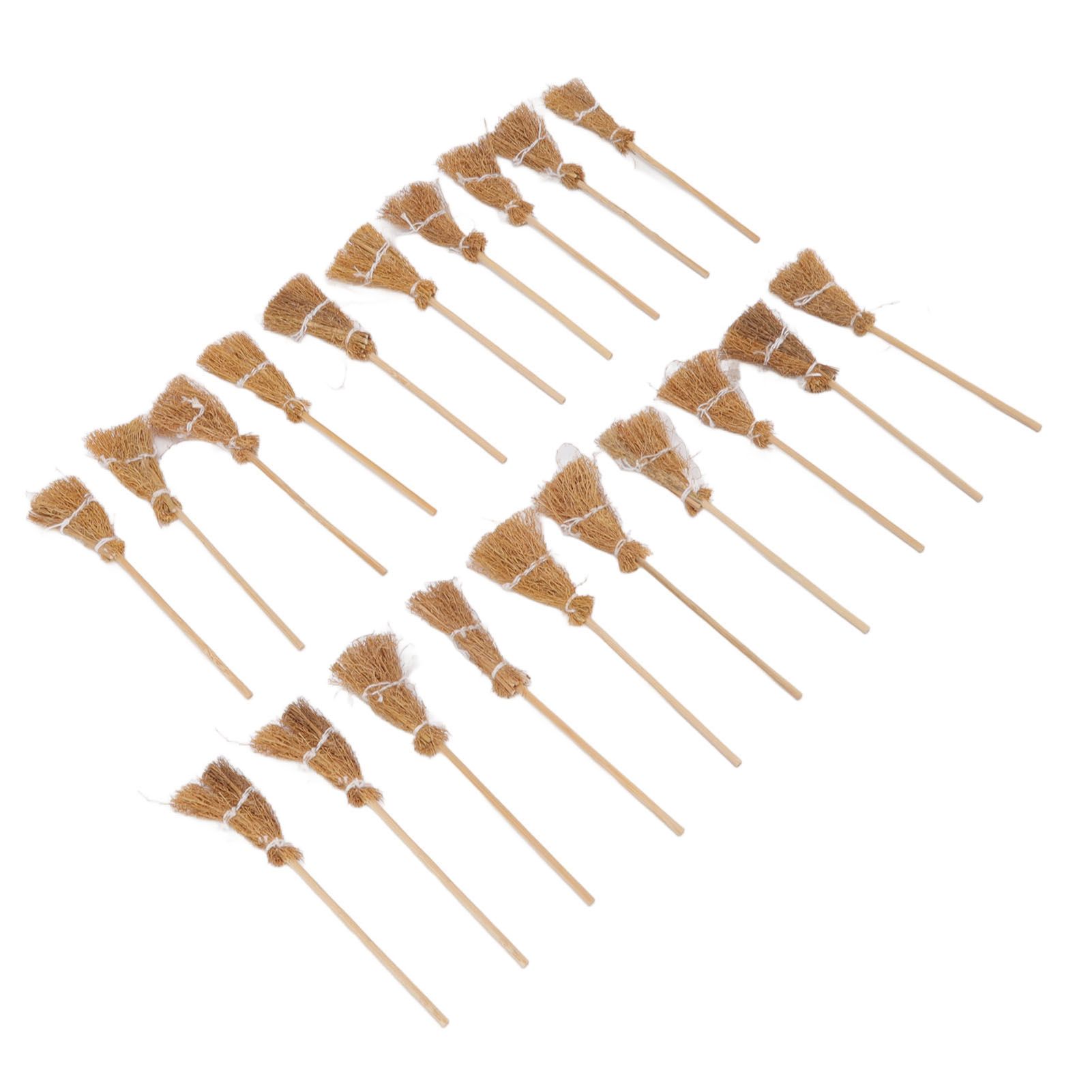 20pcs Mini Witch Broom White Rope Decoration DIY Mini Witch Miniature Witch view 2
