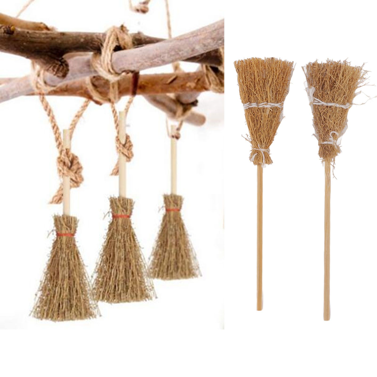 20pcs Mini Witch Broom White Rope Decoration DIY Mini Witch Miniature Witch view 11