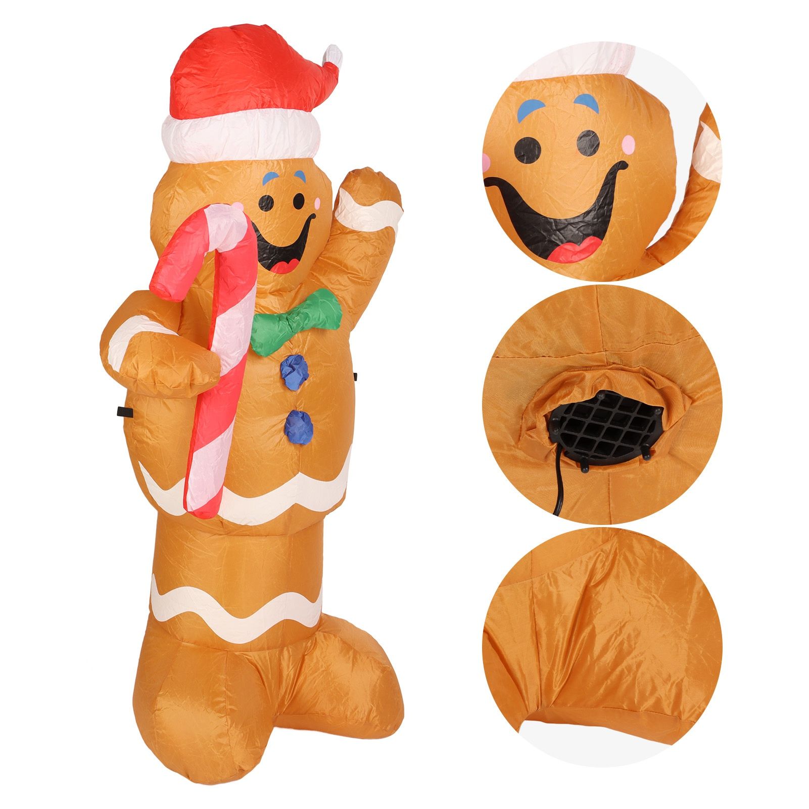 1.5m Height Christmas Inflatables Gingerbread Man with Candy Canes Blow Up view 8