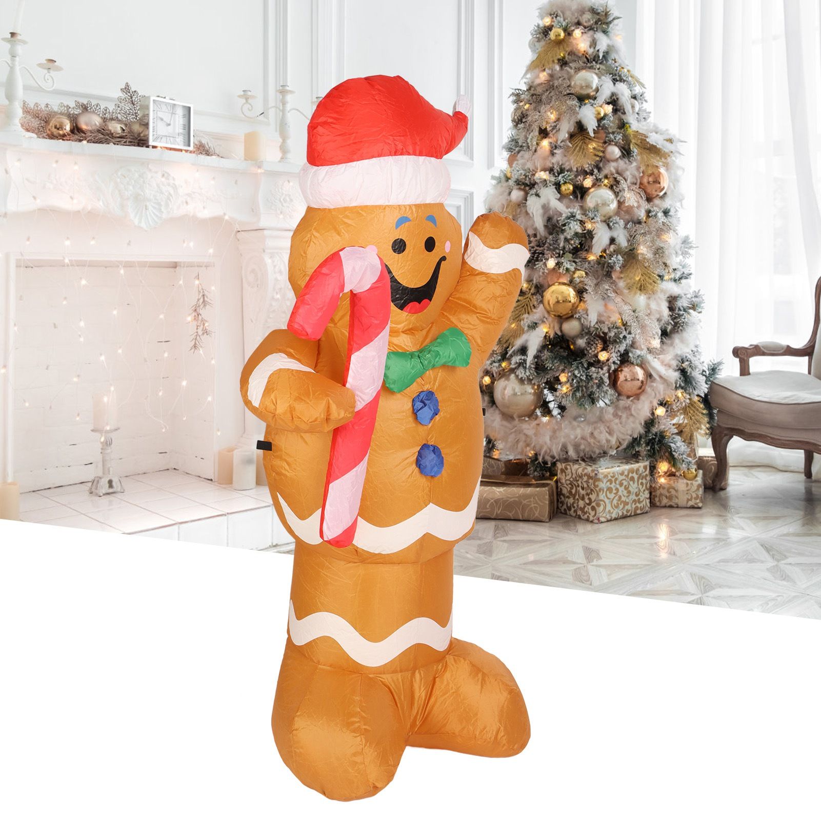 1.5m Height Christmas Inflatables Gingerbread Man with Candy Canes Blow Up view 11