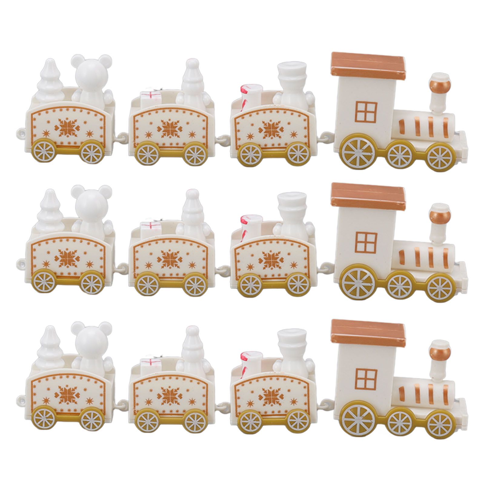 3 Sets Small Train Christmas Decorations Exquisite Mini Train Decor Set view 2