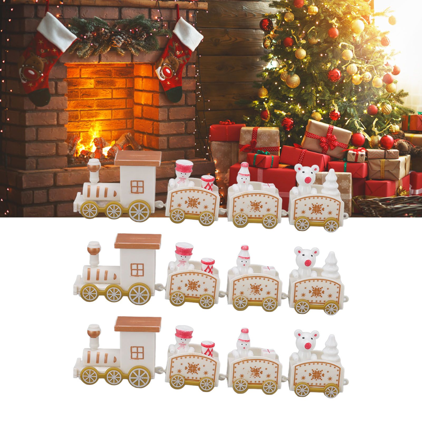 3 Sets Small Train Christmas Decorations Exquisite Mini Train Decor Set view 11