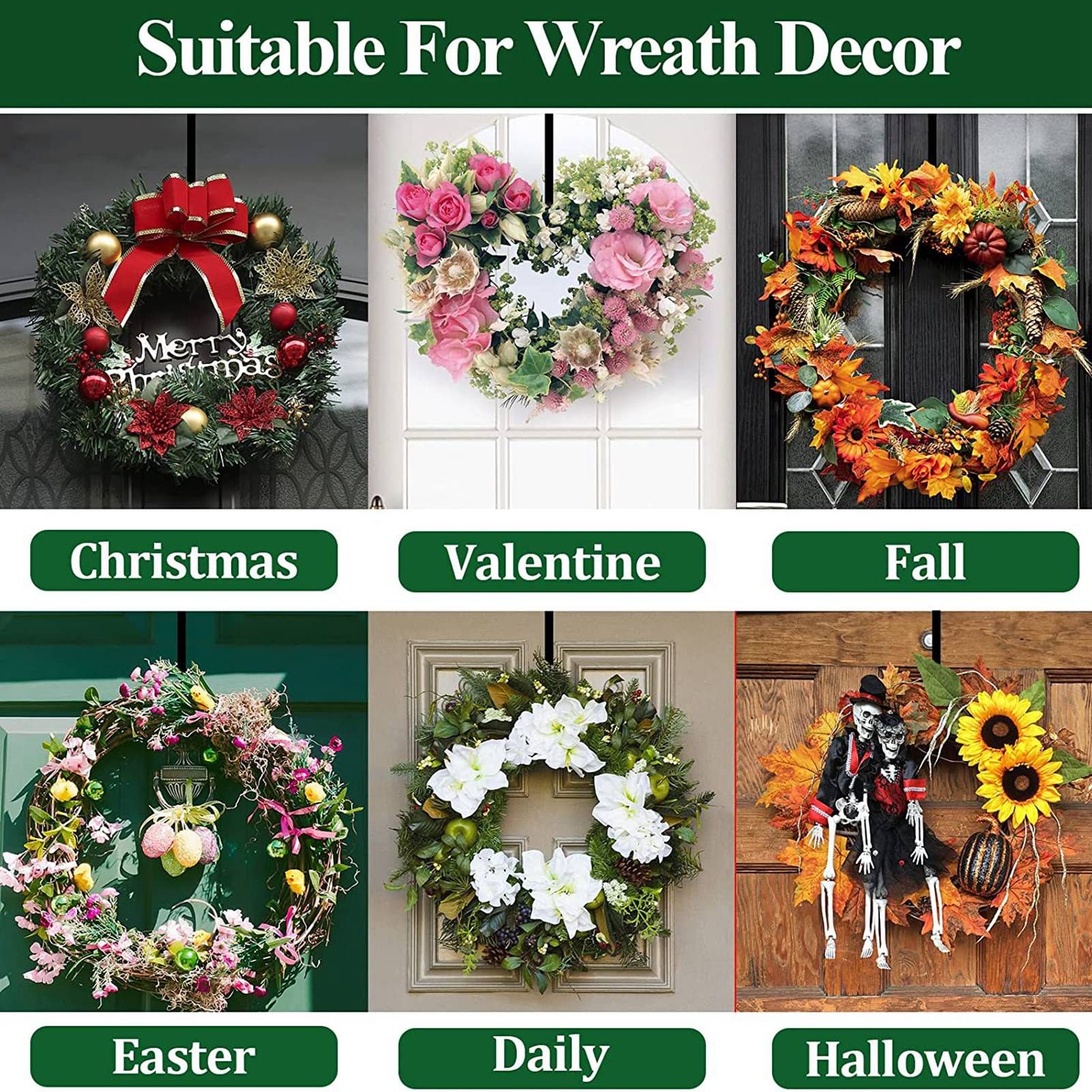 Adjustable Wreath Door Hanger Damage Free Wreaths Hanging Over The Door Hooks view 14