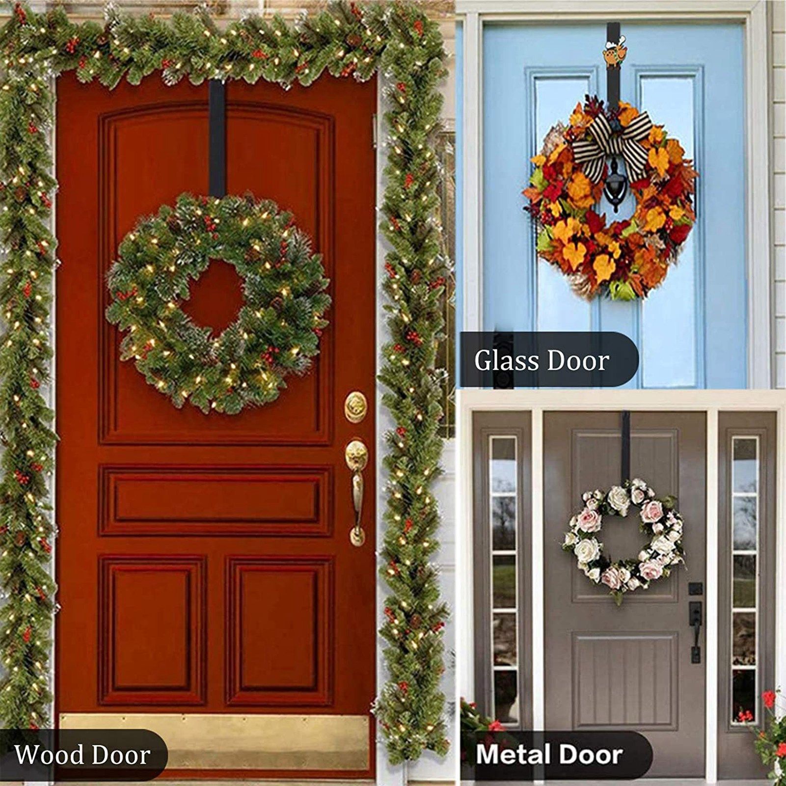 Adjustable Wreath Door Hanger Damage Free Wreaths Hanging Over The Door Hooks view 12
