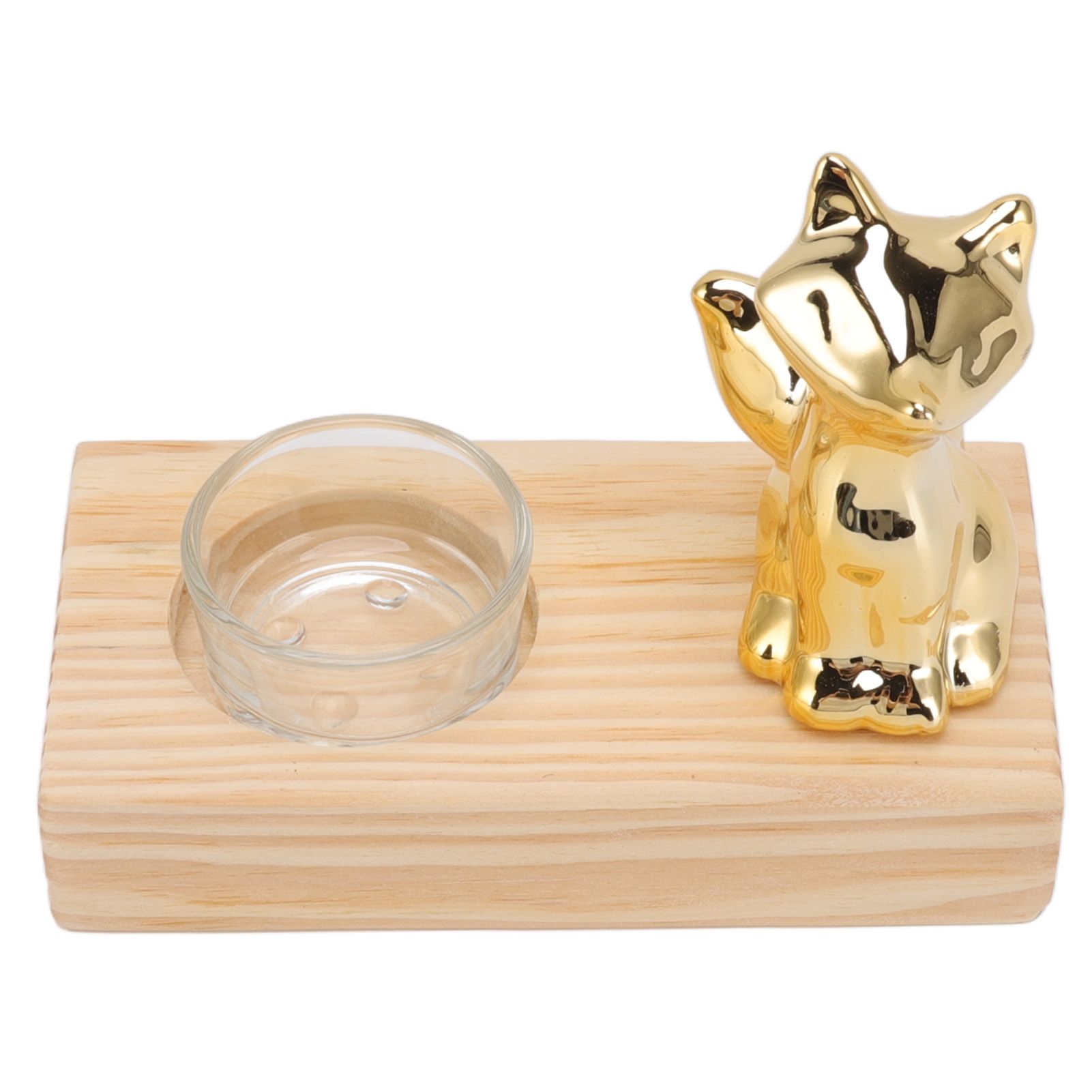 Tealight Candle Holder Walnut Glass Ceramic Decorative Golden Romantic Wooden view 6
