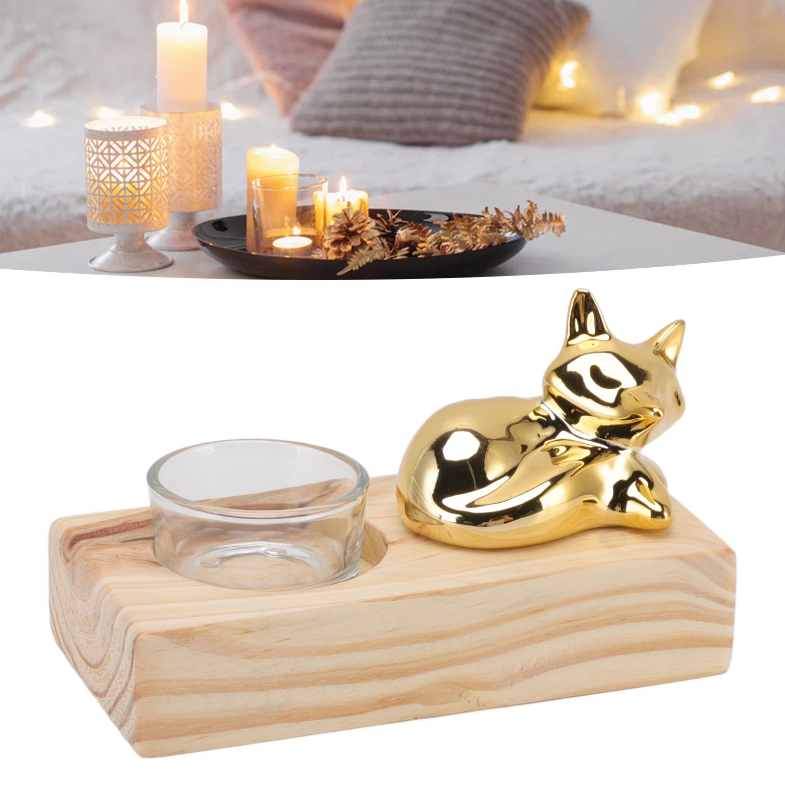 Candle Holder Decor Nordic Wooden Ceramic Glass Household Party Bedroom view 11