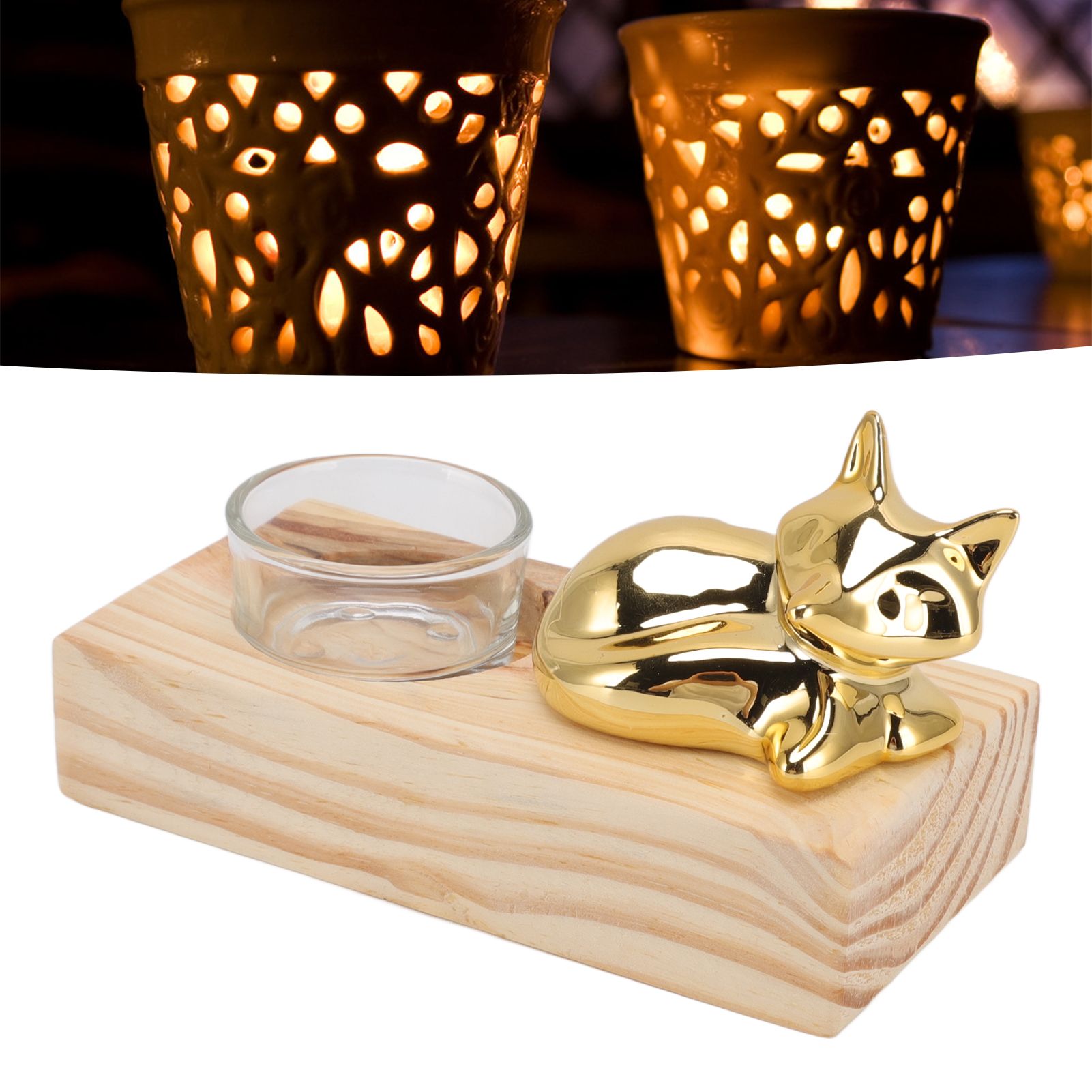 Candle Holder Decor Nordic Wooden Ceramic Glass Household Party Bedroom view 12