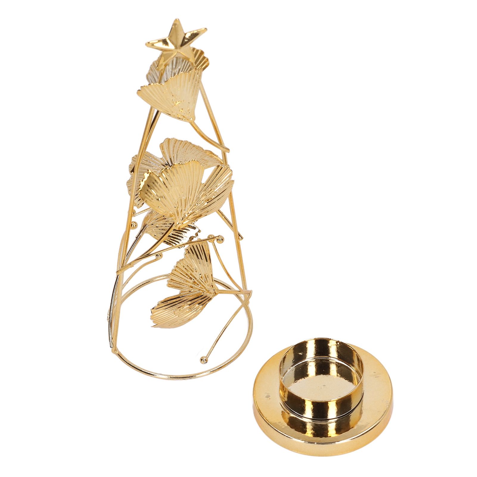 Christmas Tree Candlesticks Gold Iron Small Round Cup Xmas Light Candle