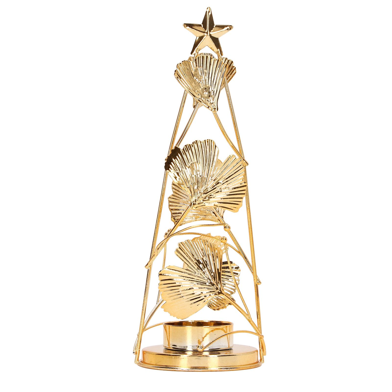 Christmas Tree Candlesticks Gold Iron Small Round Cup Xmas Light Candle view 2