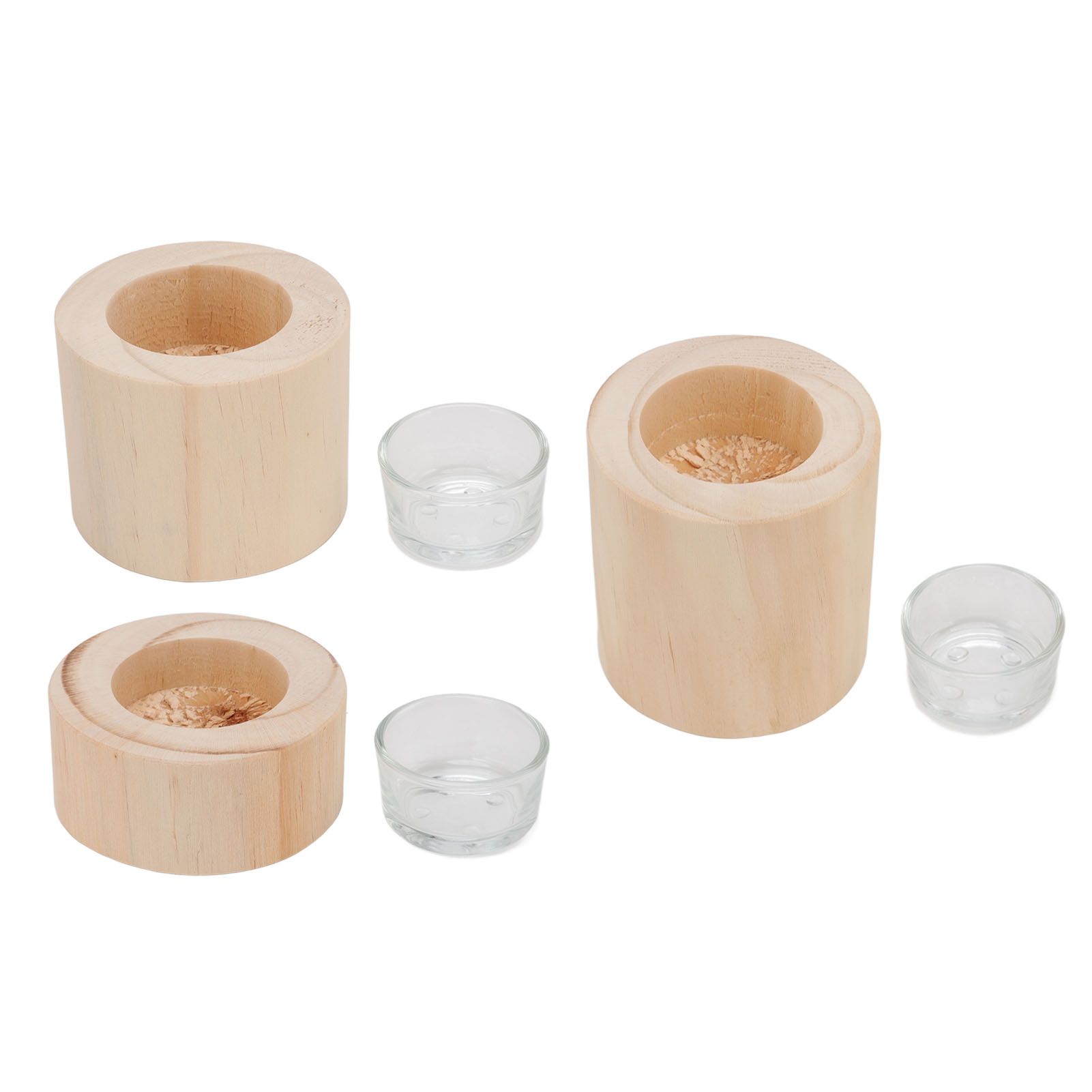 3Pcs Wooden Candle Cup Holders Low Medium High Simple Wooden Candlestick for view 10