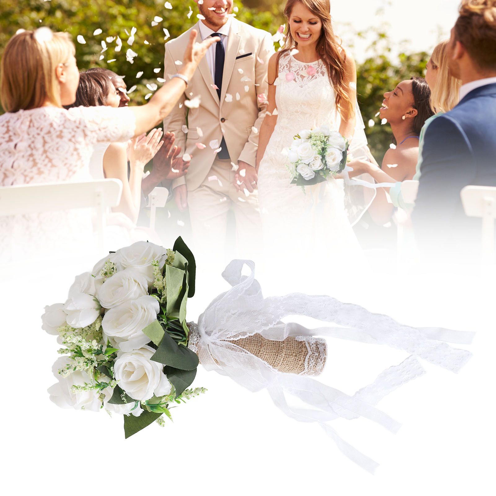Holding Flowers Artificial Lifelike Modern Elegant Decorative Bridal Bouquet view 11