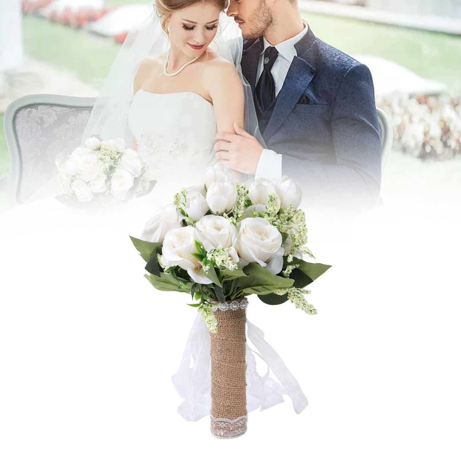 Holding Flowers Artificial Lifelike Modern Elegant Decorative Bridal Bouquet view 12