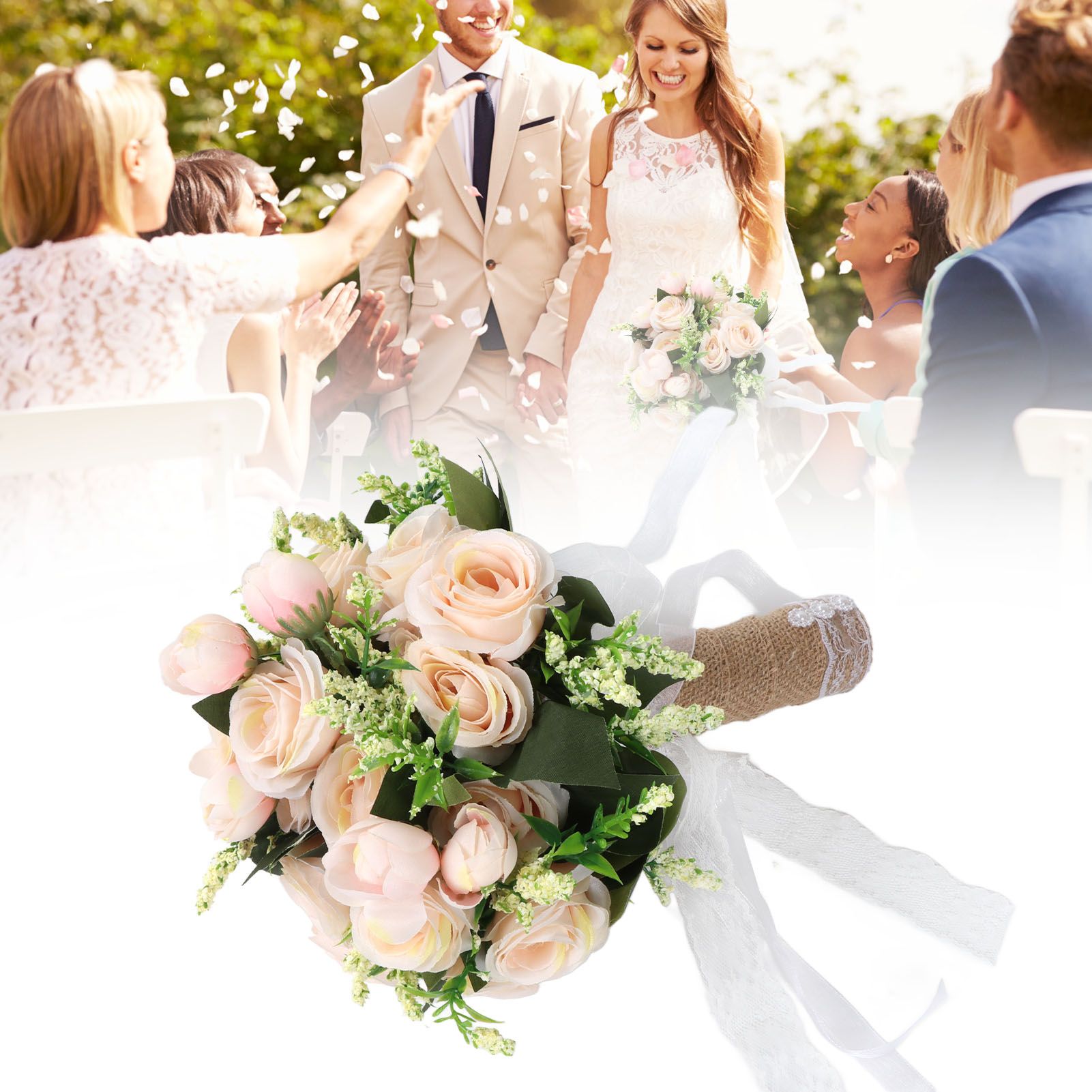 Holding Flowers Artificial Lifelike Modern Elegant Decorative Bridal Bouquet view 11