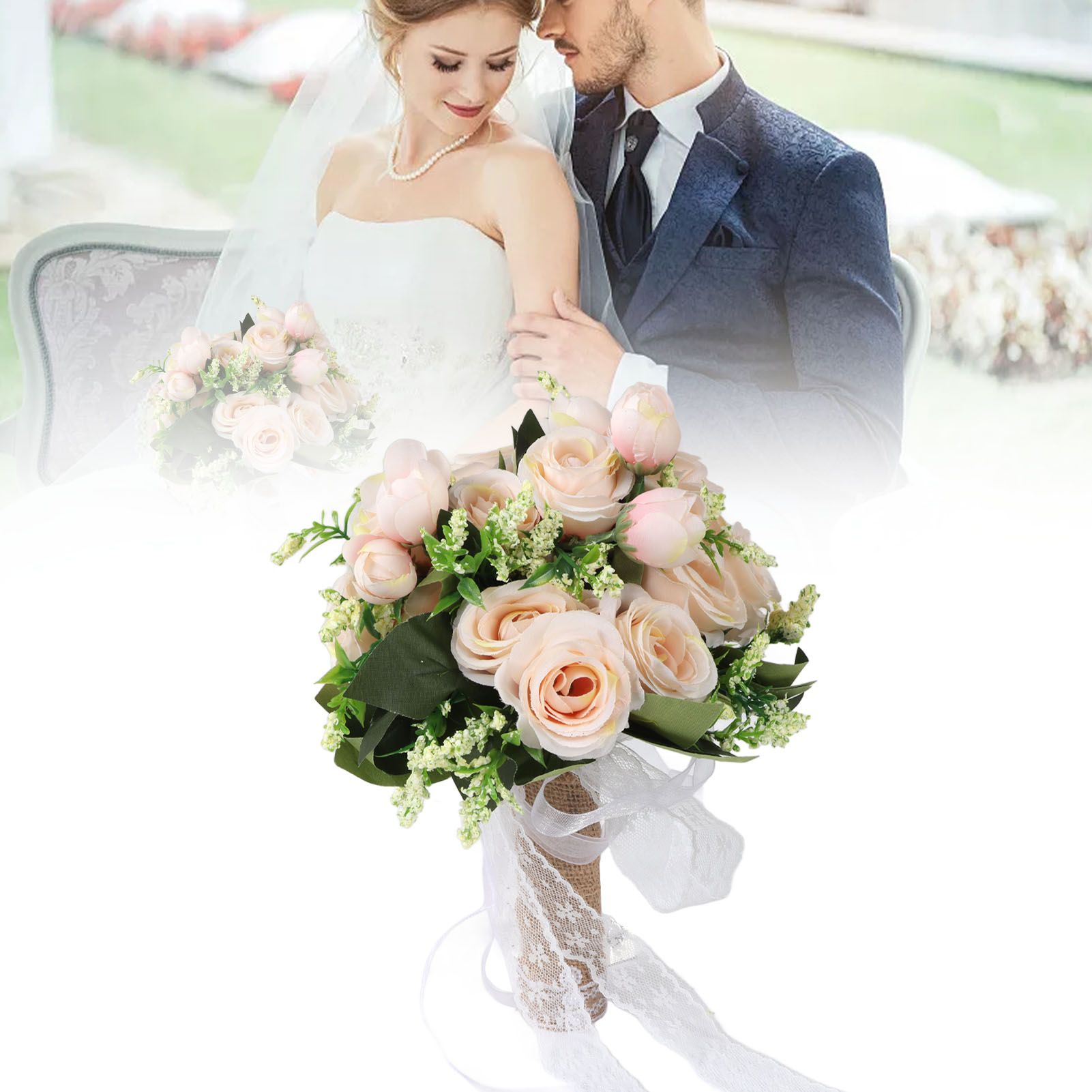 Holding Flowers Artificial Lifelike Modern Elegant Decorative Bridal Bouquet view 12