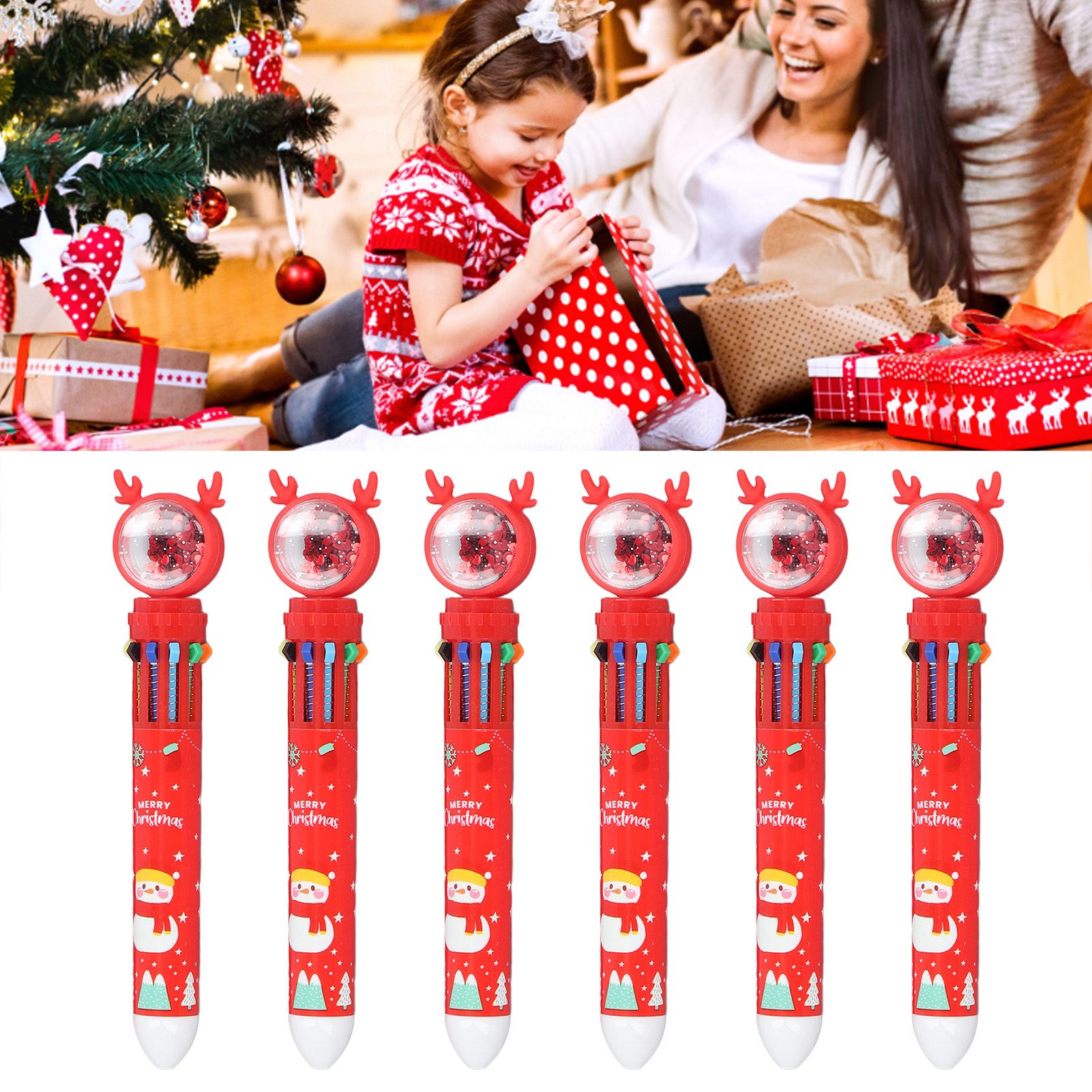 6pcs Christmas Ballpoint Pen 10 Colors Innovative Christmas Press Ballpoint view 11
