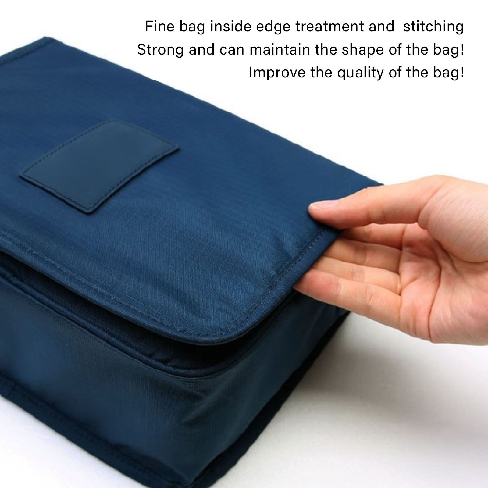Hanging Toiletry Bag Cosmetic Bag Foldable Makeup Bag with Hook and Tote Navy view 5