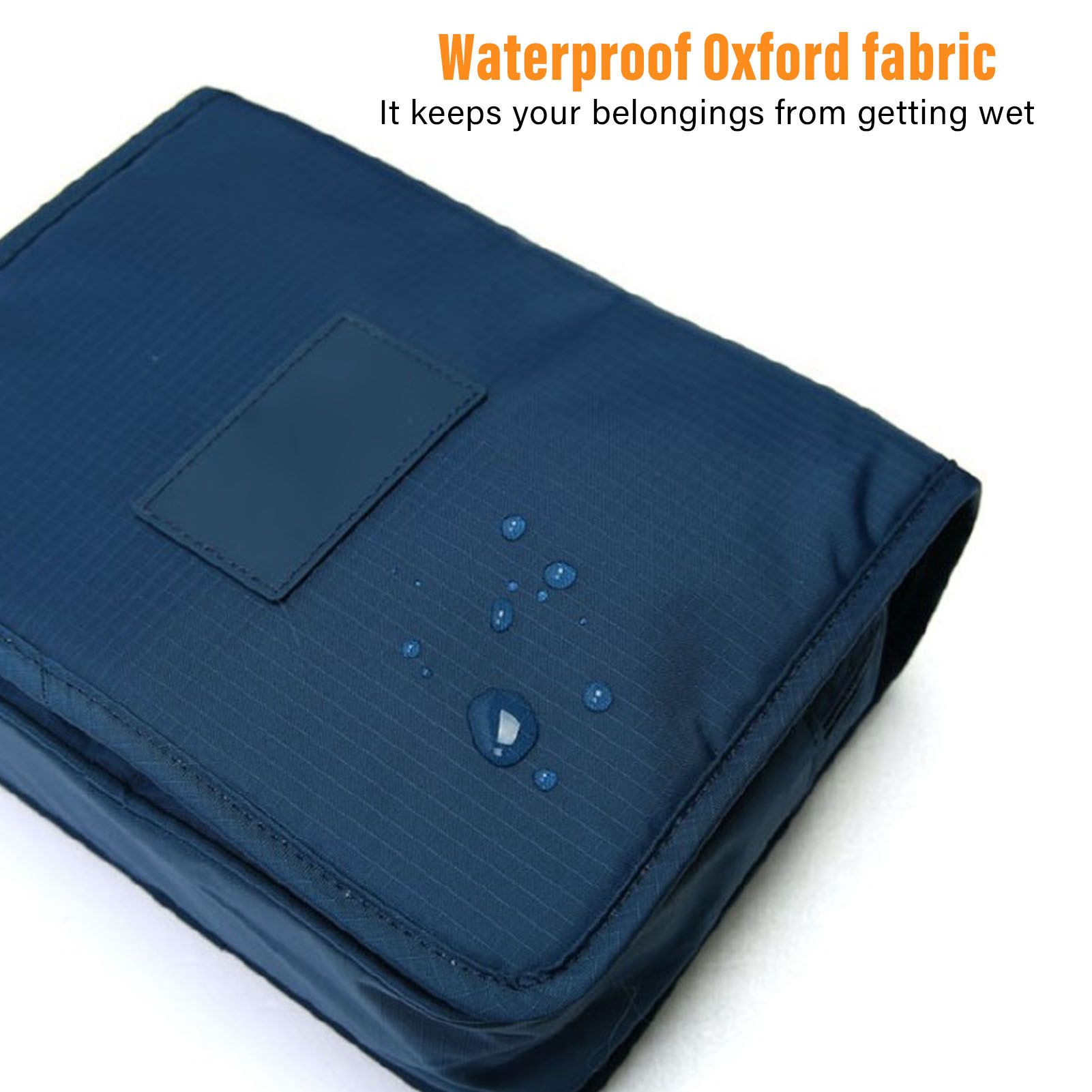 Hanging Toiletry Bag Cosmetic Bag Foldable Makeup Bag with Hook and Tote Navy view 7