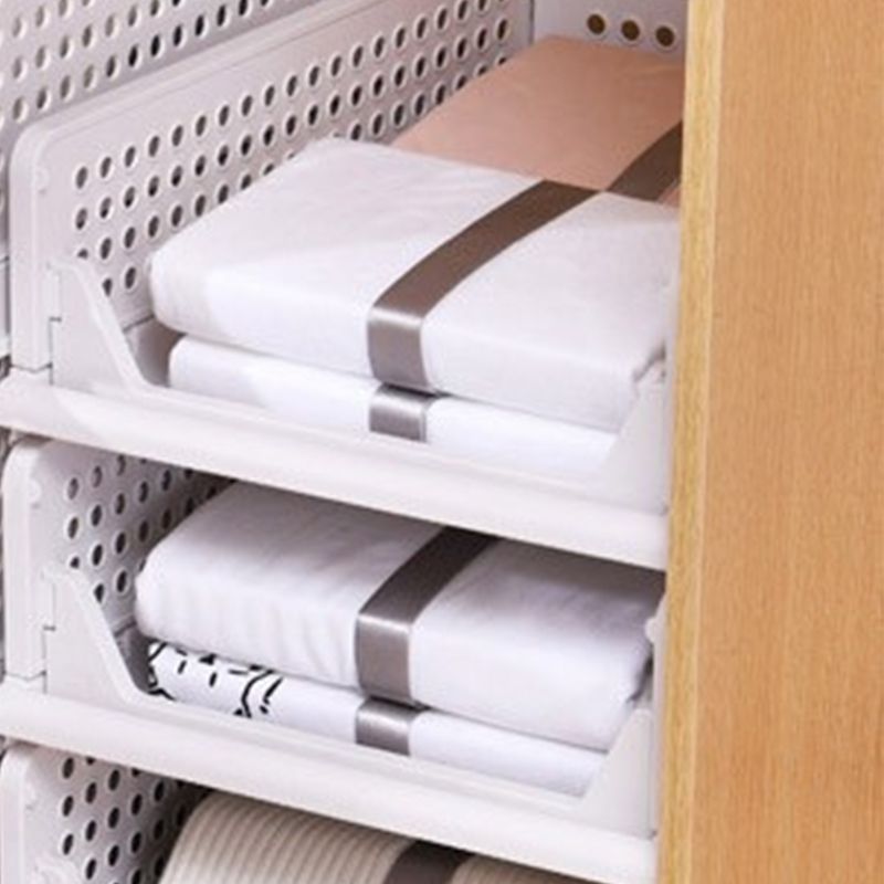 Wardrobe Foldable Storage Basket Layered Divider Drawer Rack Stackable Clothes view 4