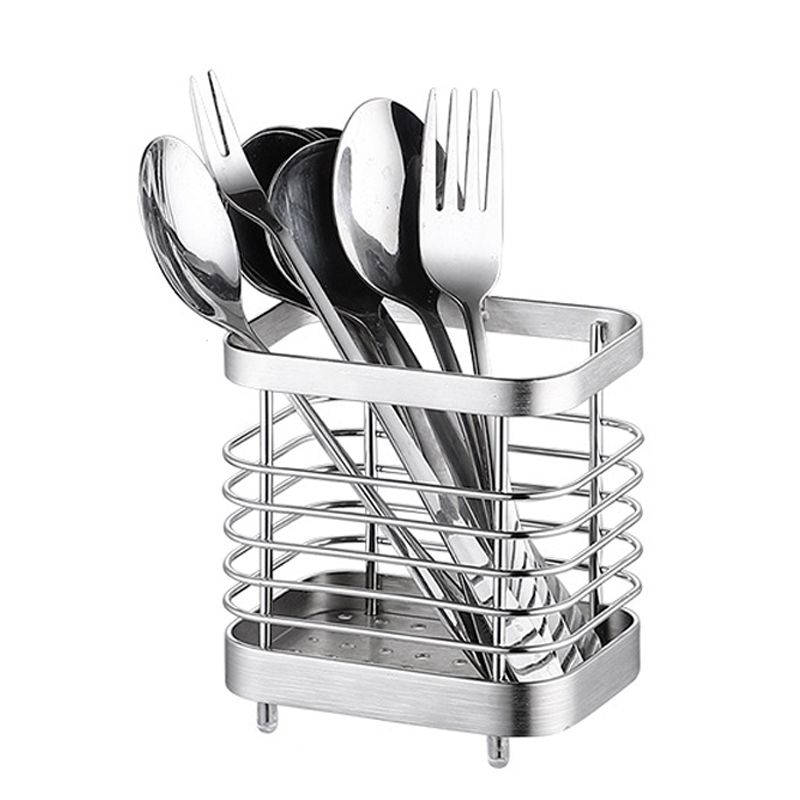 Utensil Holder Drying Rack Stainless Steel Draining Basket Wall Mount No — image 1