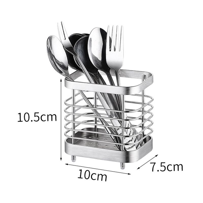 Utensil Holder Drying Rack Stainless Steel Draining Basket Wall Mount No view 2