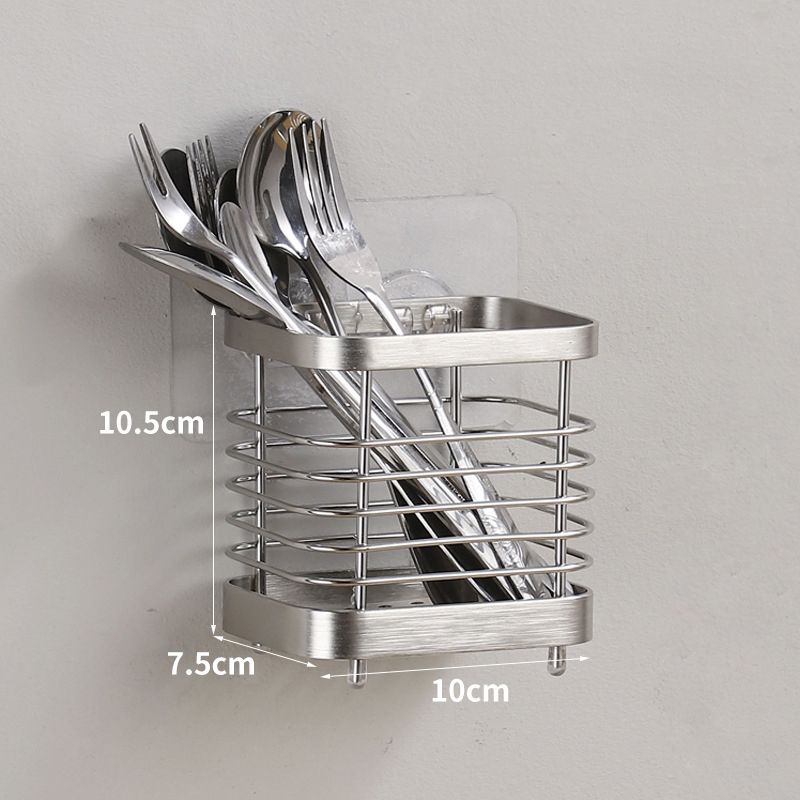 Utensil Holder Drying Rack Stainless Steel Draining Basket Wall Mount No view 5